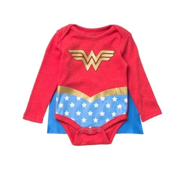 HAPPY THREADS BABY GIRLS WONDER WOMAN ONESIE - Picture 2 of 8